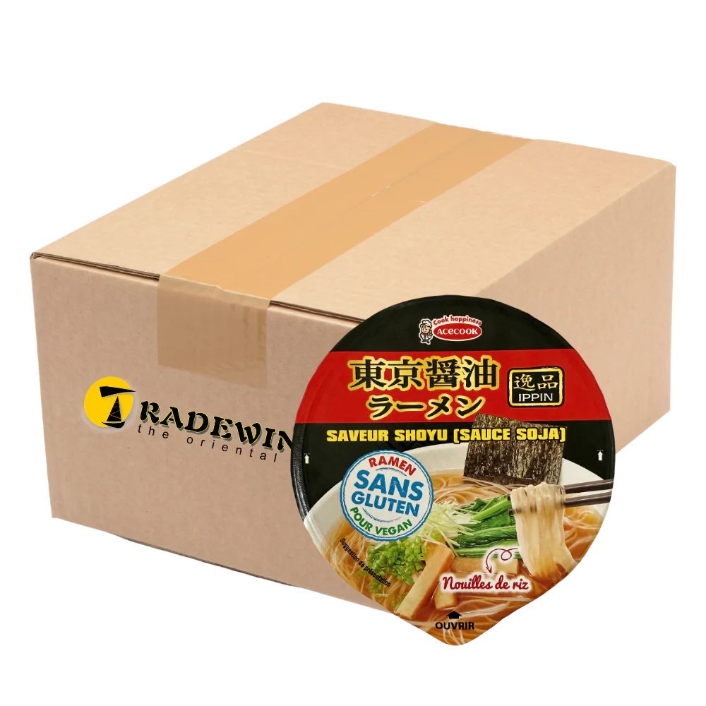 Acecook Ippin Shoyu Flavour Instant Rice Noodle Bowl - 12x63g