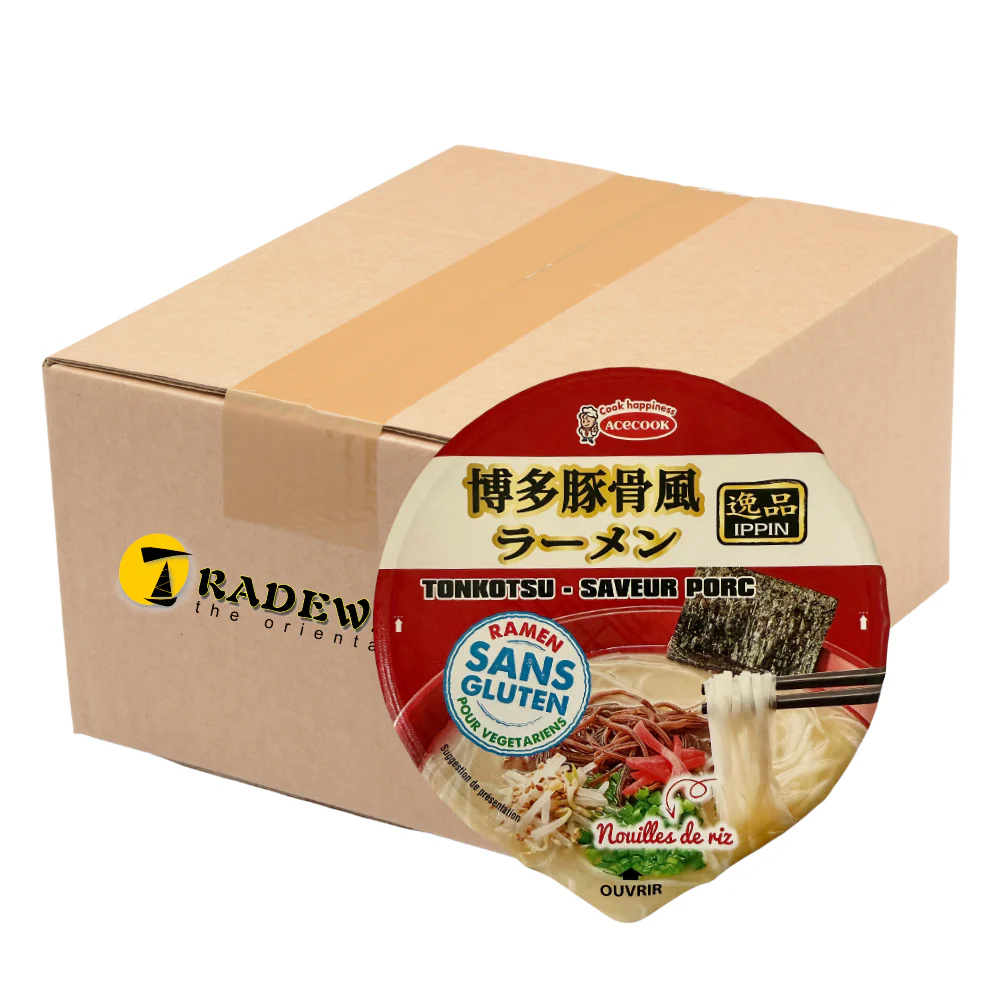 Acecook Ippin Tonkotsu Flavour Instant Rice Noodle Bowl - 12x63g