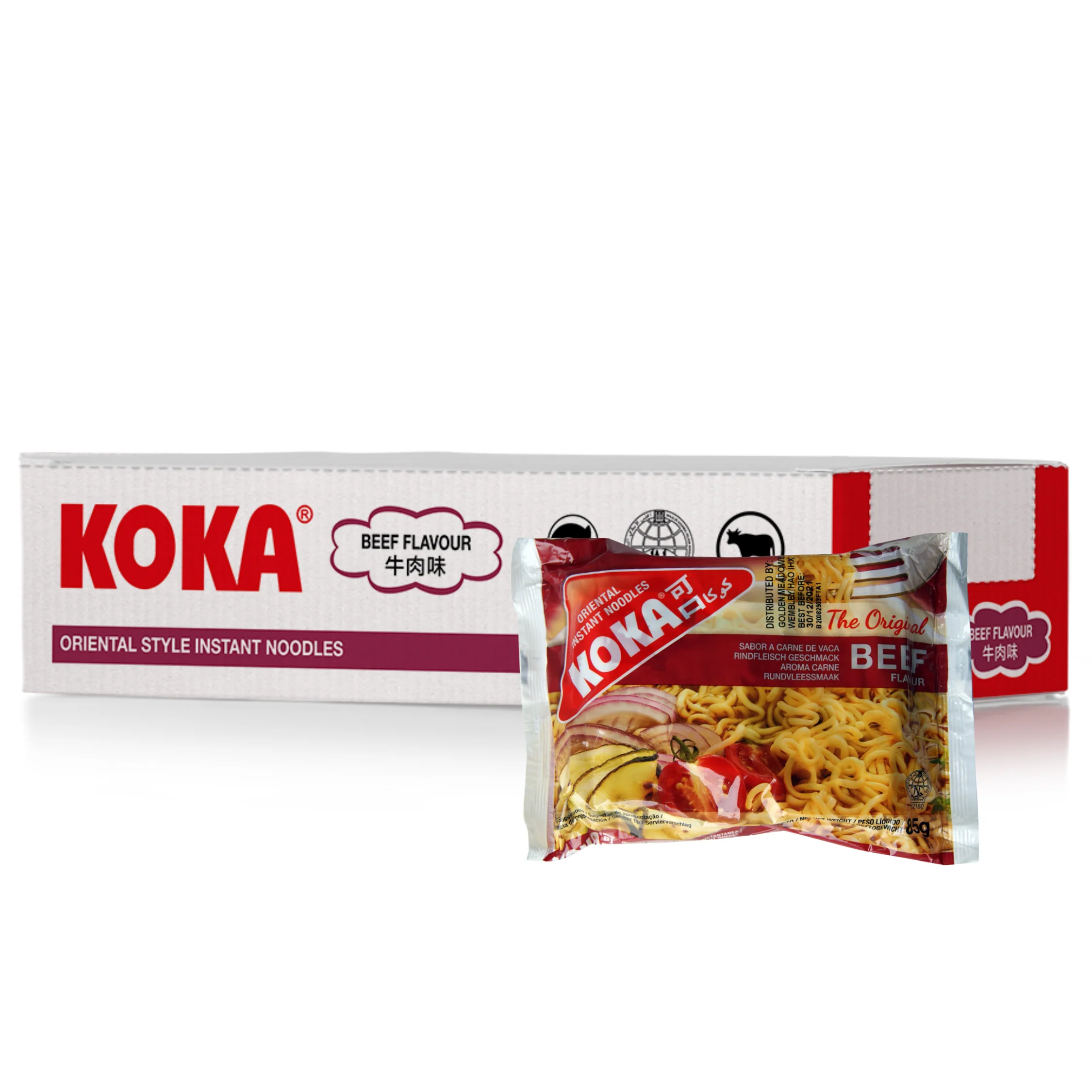 Koka Oriental Style Instant Noodles - Beef Flavour - 30 Packets