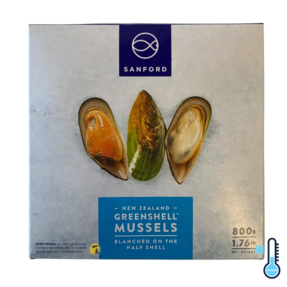 Sanford New Zealand Greenshell Mussels Half Shell - 800g [FROZEN]