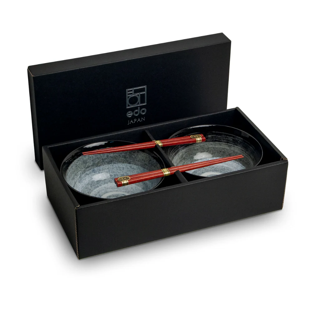 Udon Bowl With Chopsticks - Set Of 2 - Kuro